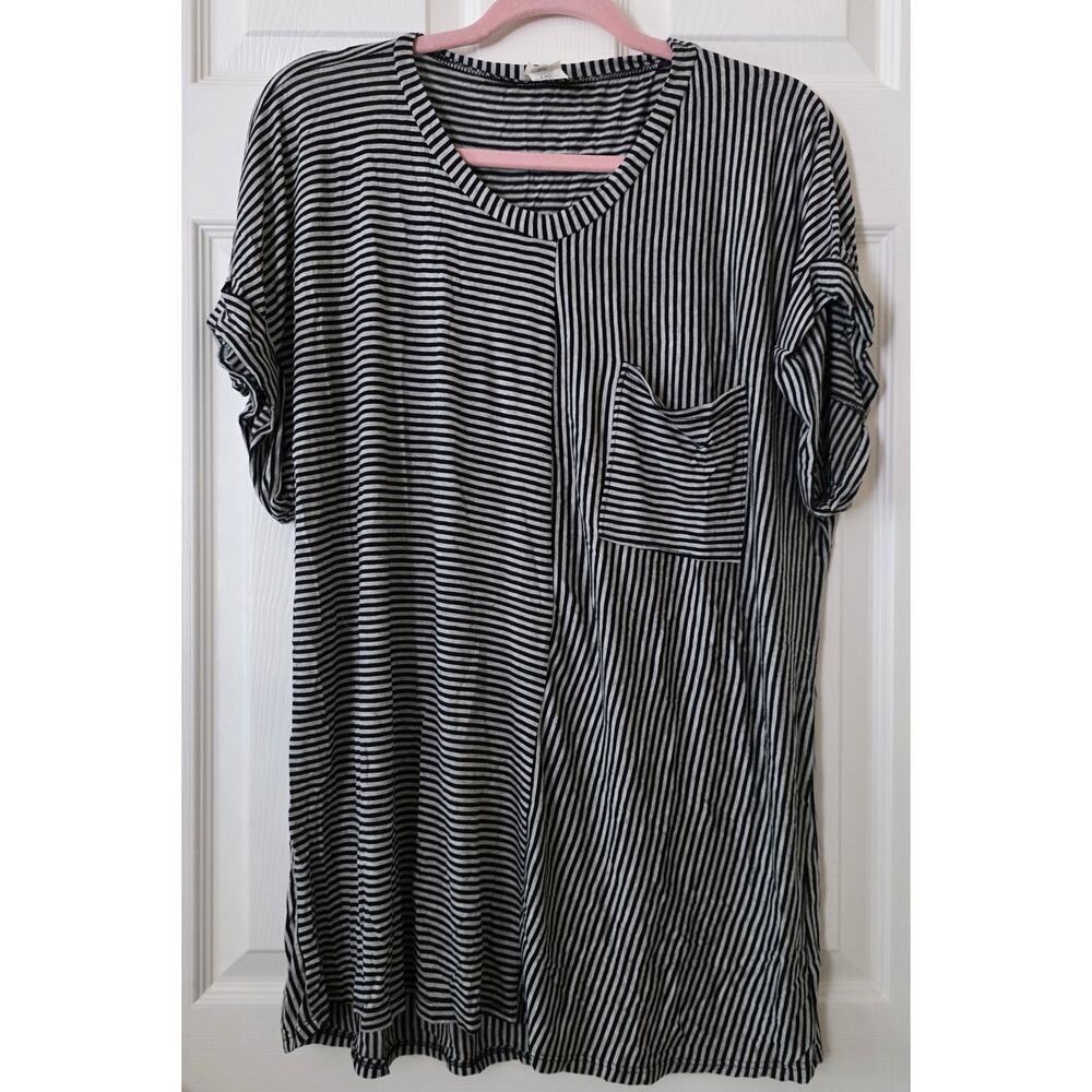 Sew in Love Black & White Mixed Striped Short Sleeve Tee Size 2X